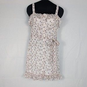Lulus New Womens Small Square Neck Button Up Ivory Floral Print Dress